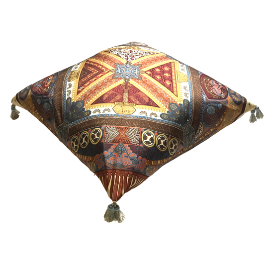 Sur Un Tapis Volant Vintage Silk Scarf Pillow 24”