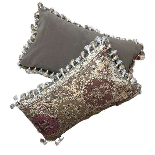 Tan Paisley Vintage Wool & Silk Scarf Pillows