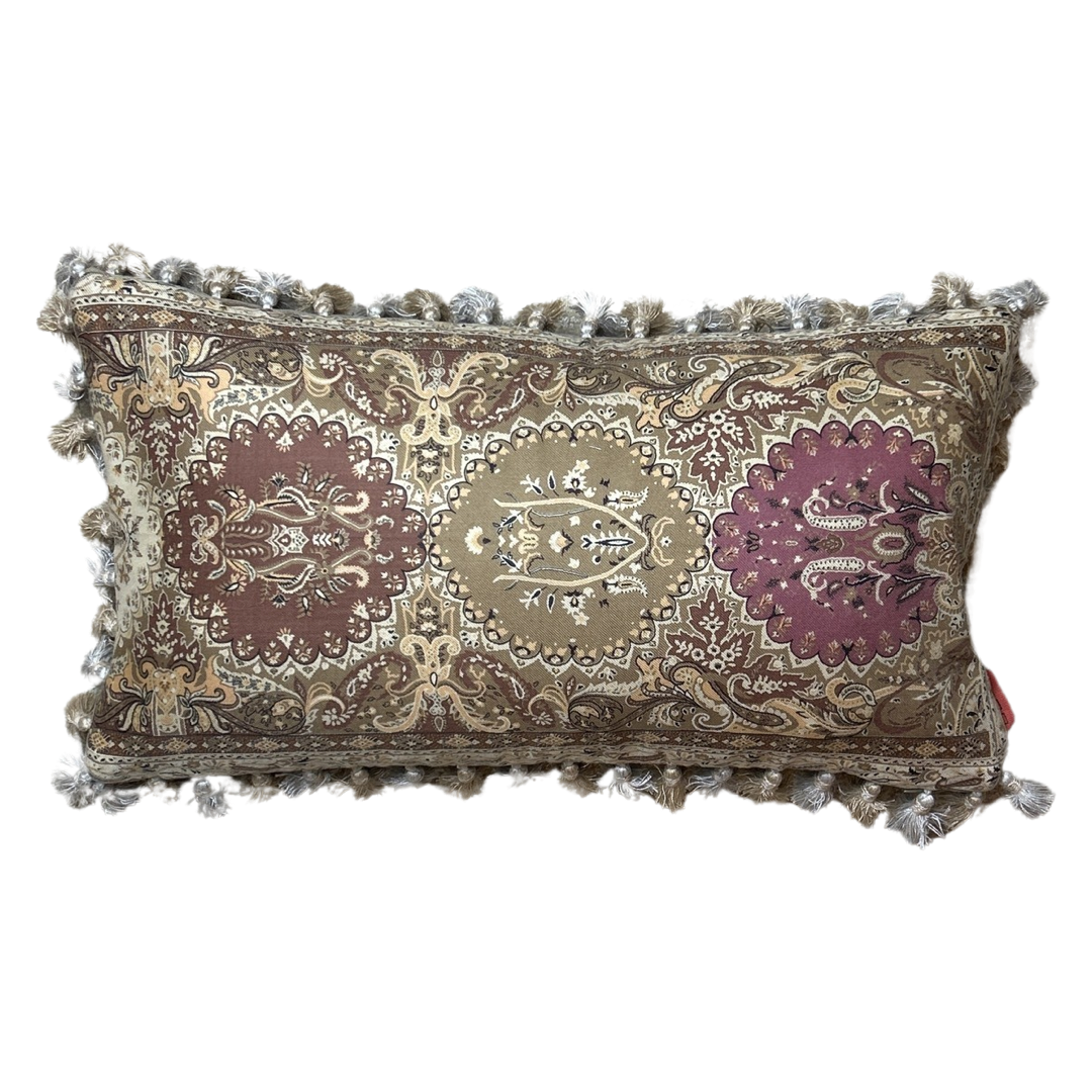 Tan Paisley Vintage Wool & Silk Scarf Pillows