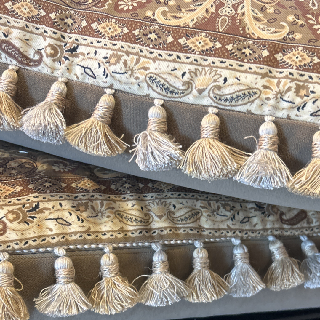 Tan Paisley Vintage Wool & Silk Scarf Pillows