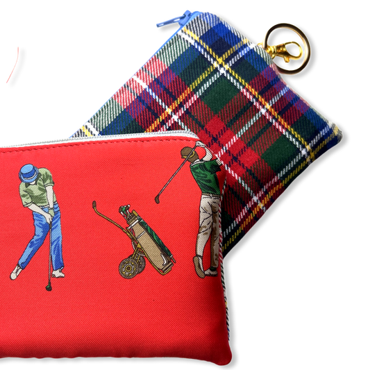Tee Time Vintage Silk Scarf Coffee Run Keychain Bag