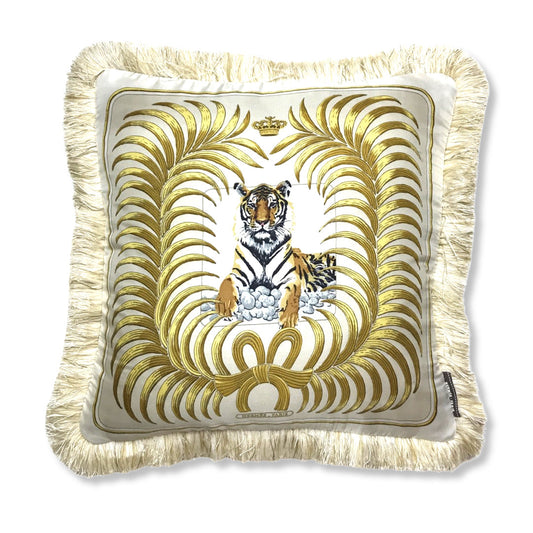 Tigre Royal Vintage Silk Scarf Pillow 19"