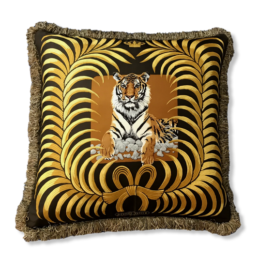 Tigre Royal Vintage Silk Scarf Pillow 28"