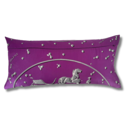 Vif Argent Purple Vintage Silk Scarf Lumbar Pillows 35"