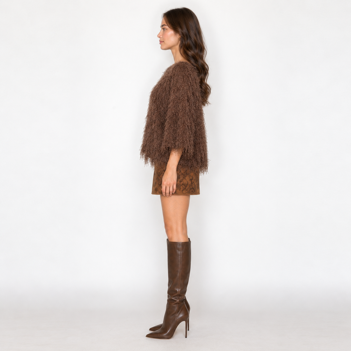 Chocolate Eyelash Knit Boatneck Sweater