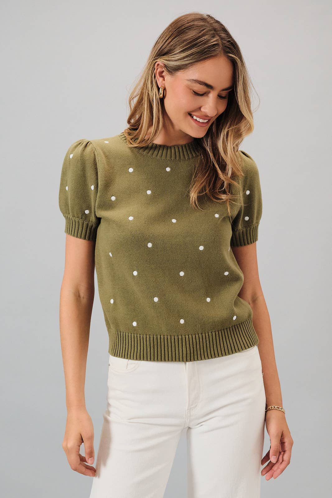 Polka Dot Embroidered Sweater