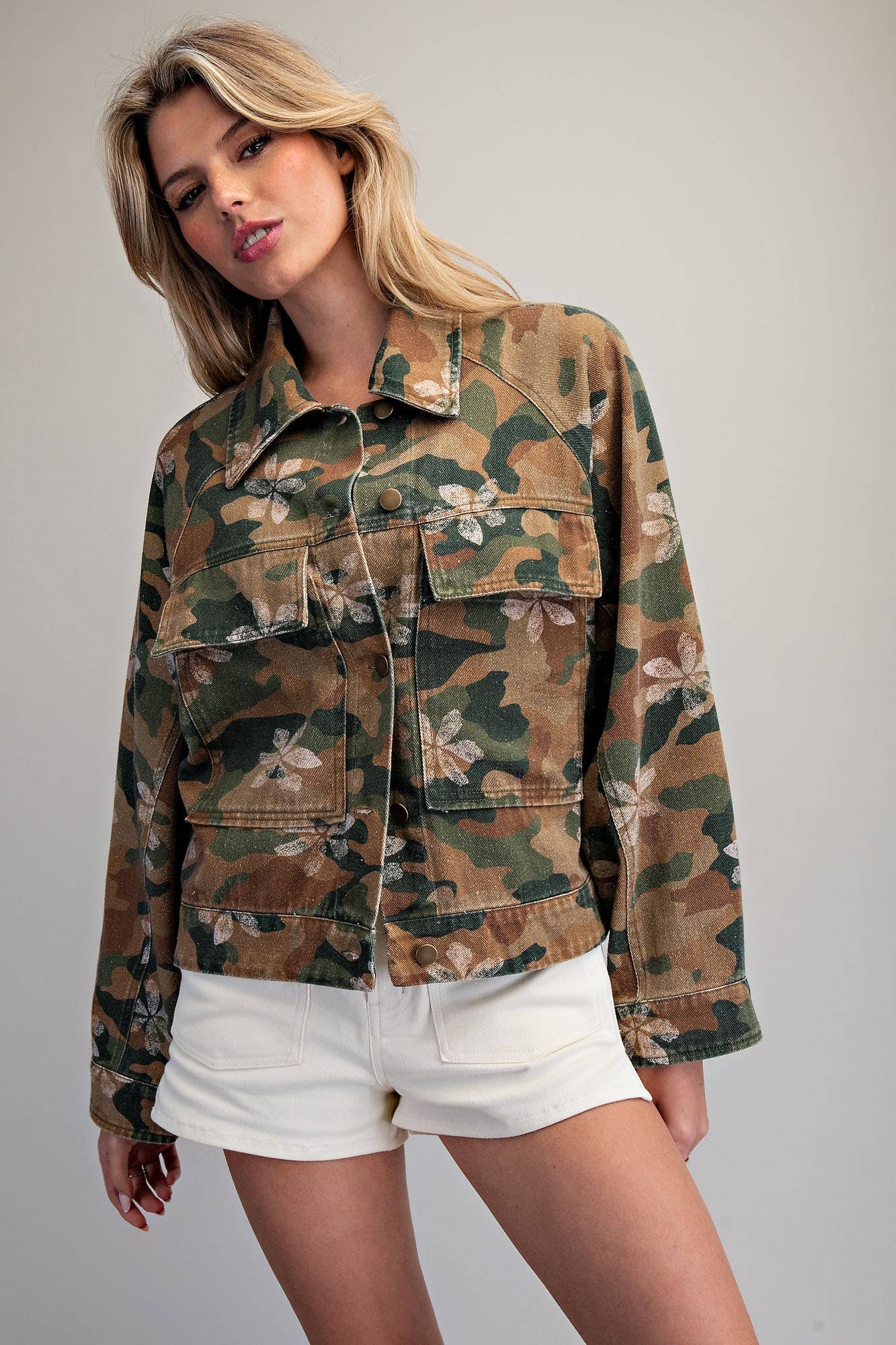 FLORAL CAMO PRINTED JACKET