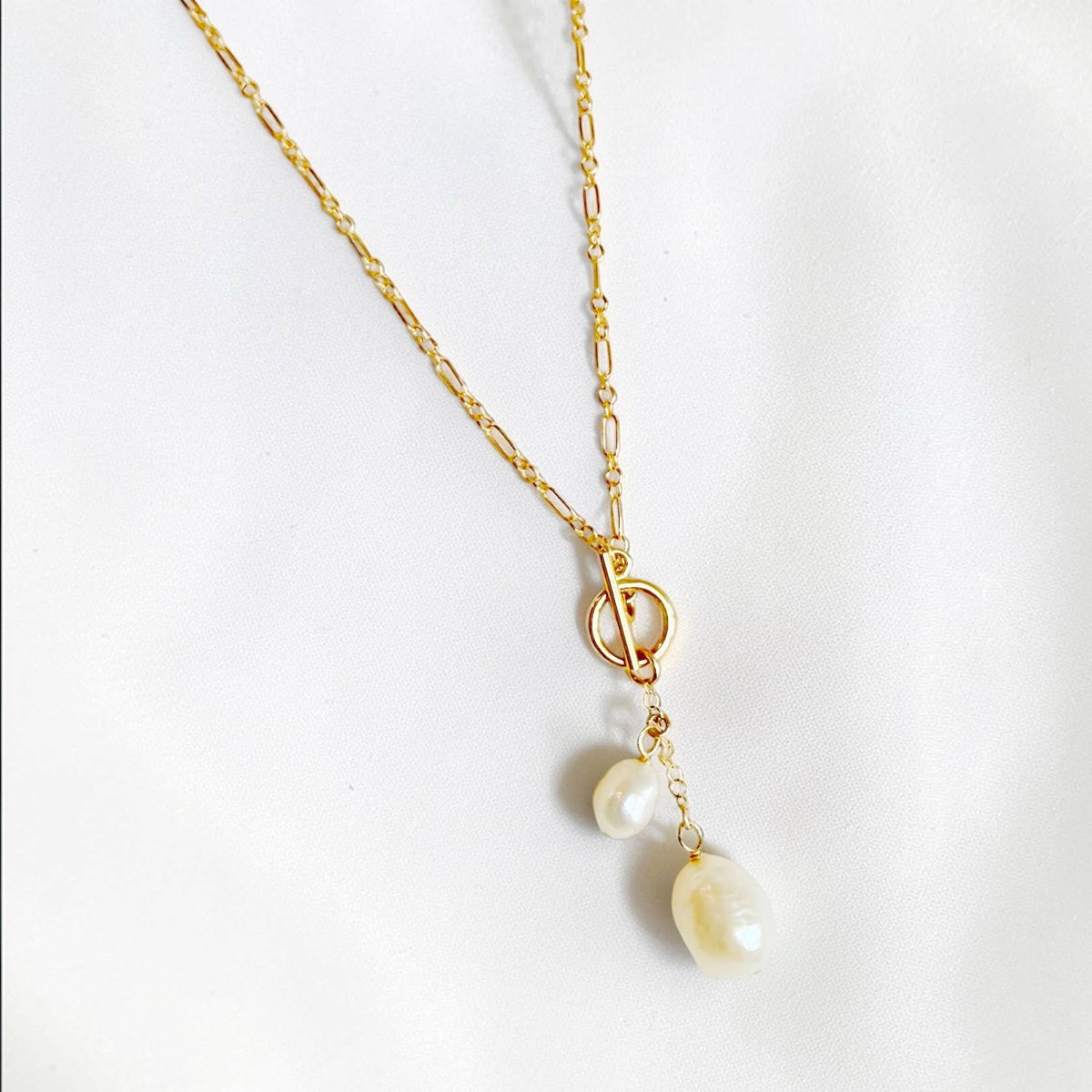 Brynn Pearl Toggle Gold Filled Necklace