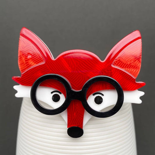 Fox Wearing Glasses Acrylic  Brooch