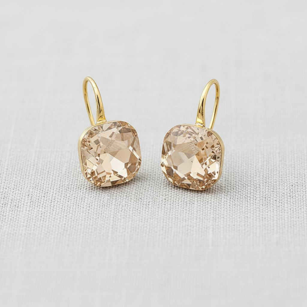 Large Square Crystal Stud Earrings