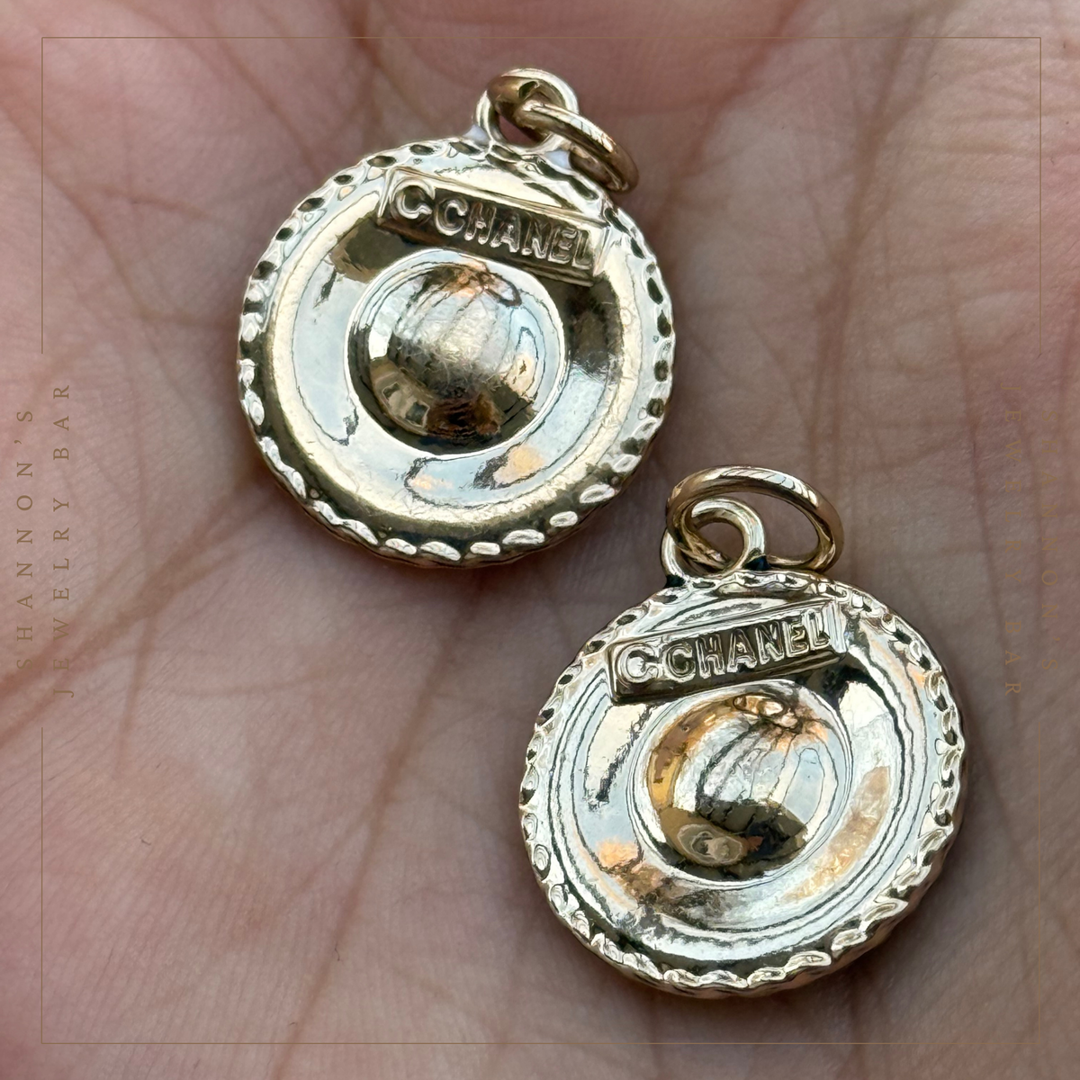 CHANEL Charm Zipper Pull CC Black OR White Round Metal Charm