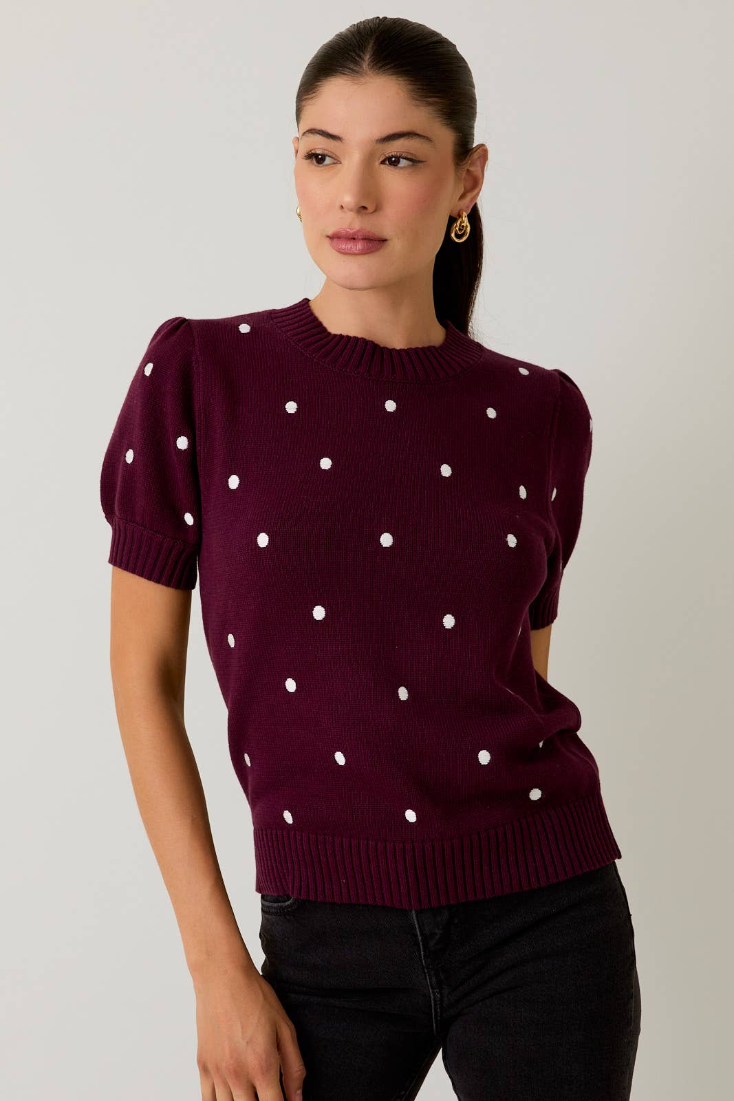 Polka Dot Embroidered Sweater