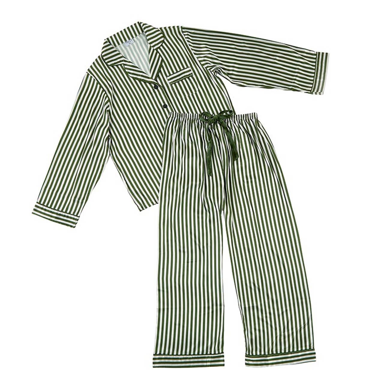 LAST CHANCE - Long Sleeve PJ Set - Green Stripe - size L
