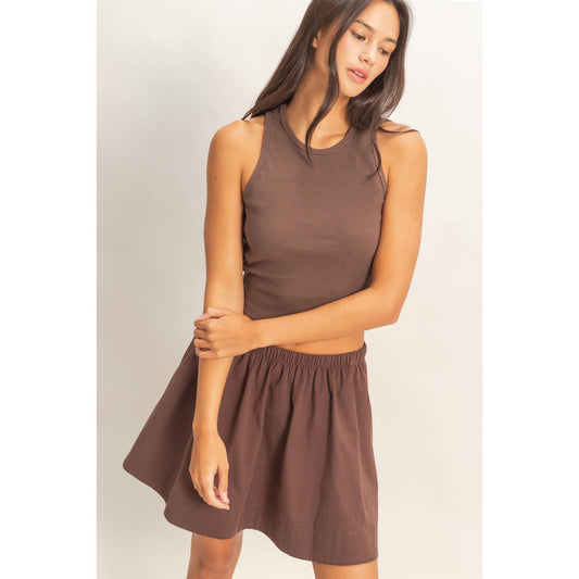 Sleeveless Ribbed Top And Skirt Set