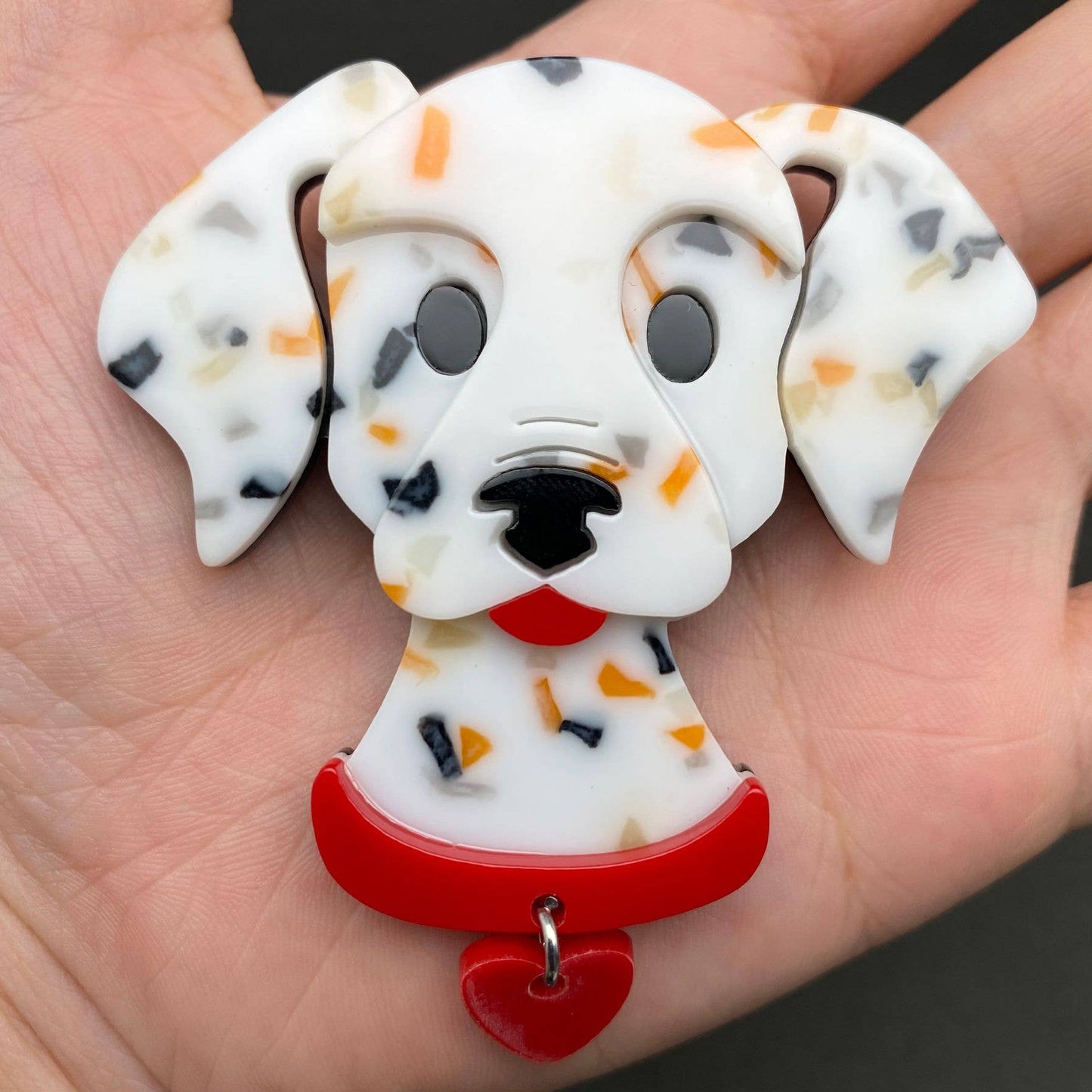 Acrylic Dalmatian Dog Brooch