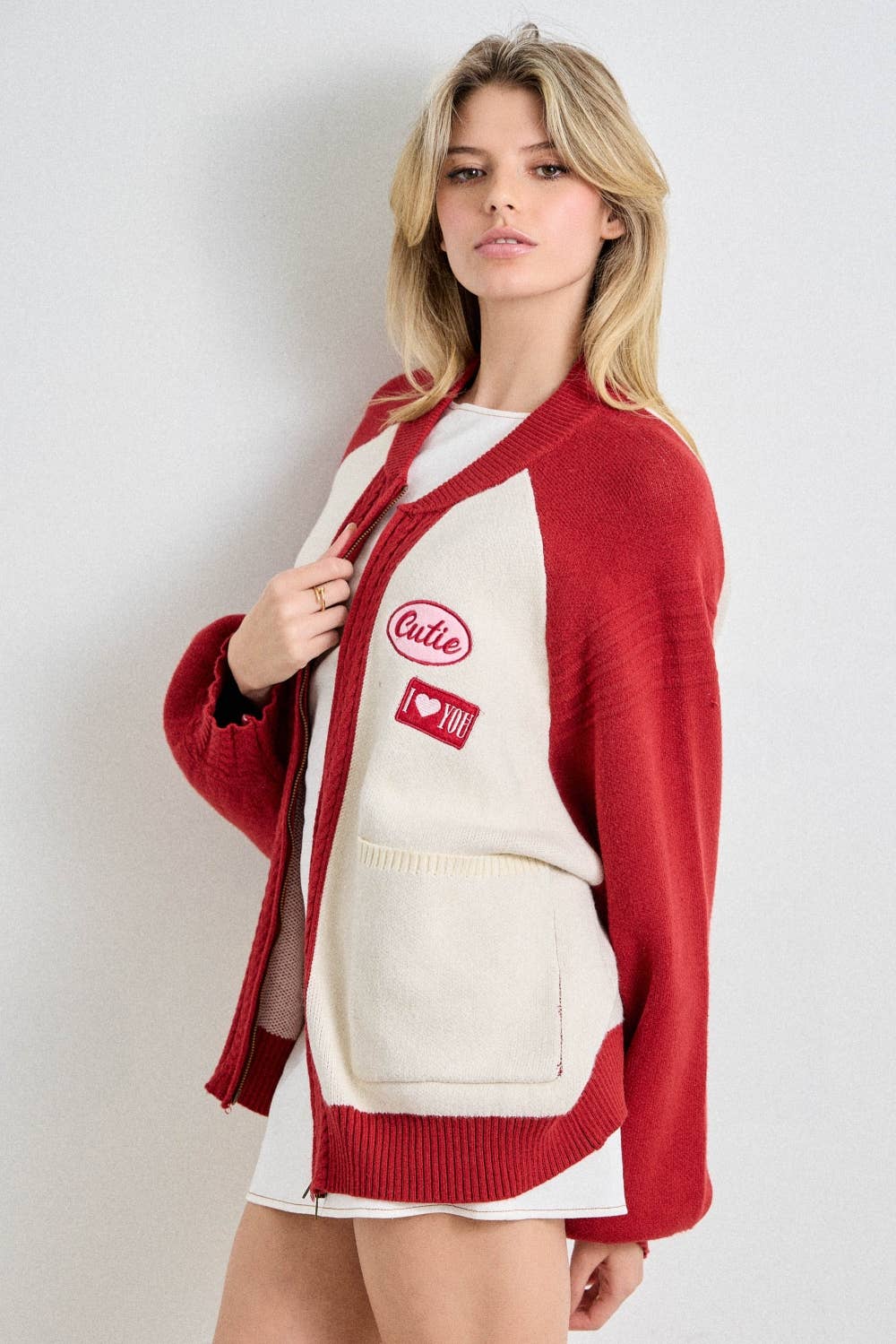 Cutie Patch Zip Sweater