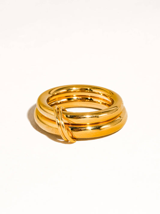 Gravité 18K Gold Non-Tarnish Double Stack Band Ring