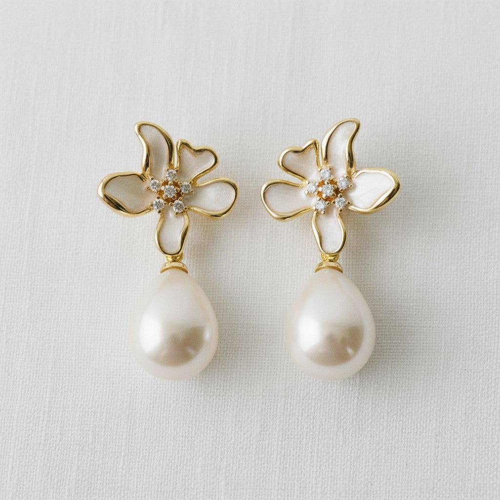 Floral-Inspired Zirconia Drop Earrings