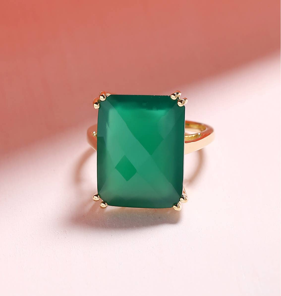 Green Onyx Verde light Crest Ring