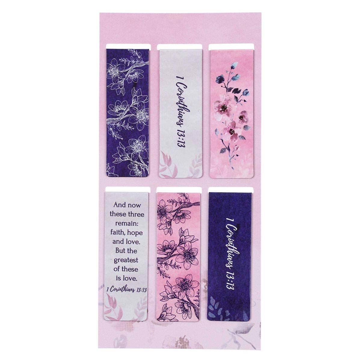 Magnetic Bookmark Floral Watercolor Set Faith, Hope, Love