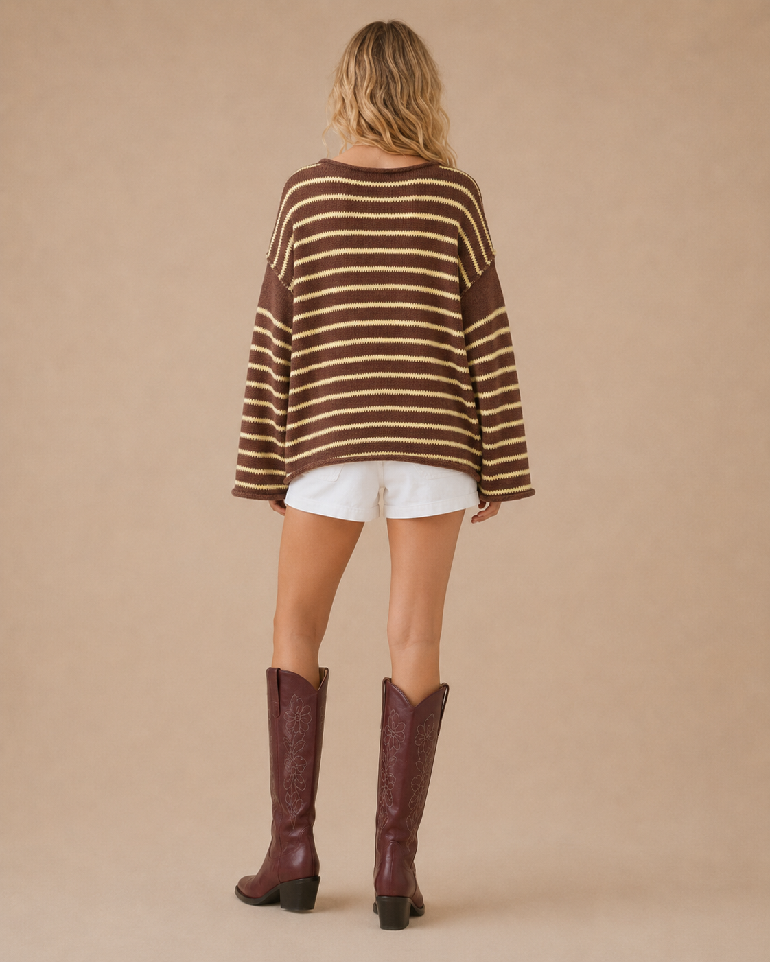 Roll Edge Stripe Sweater