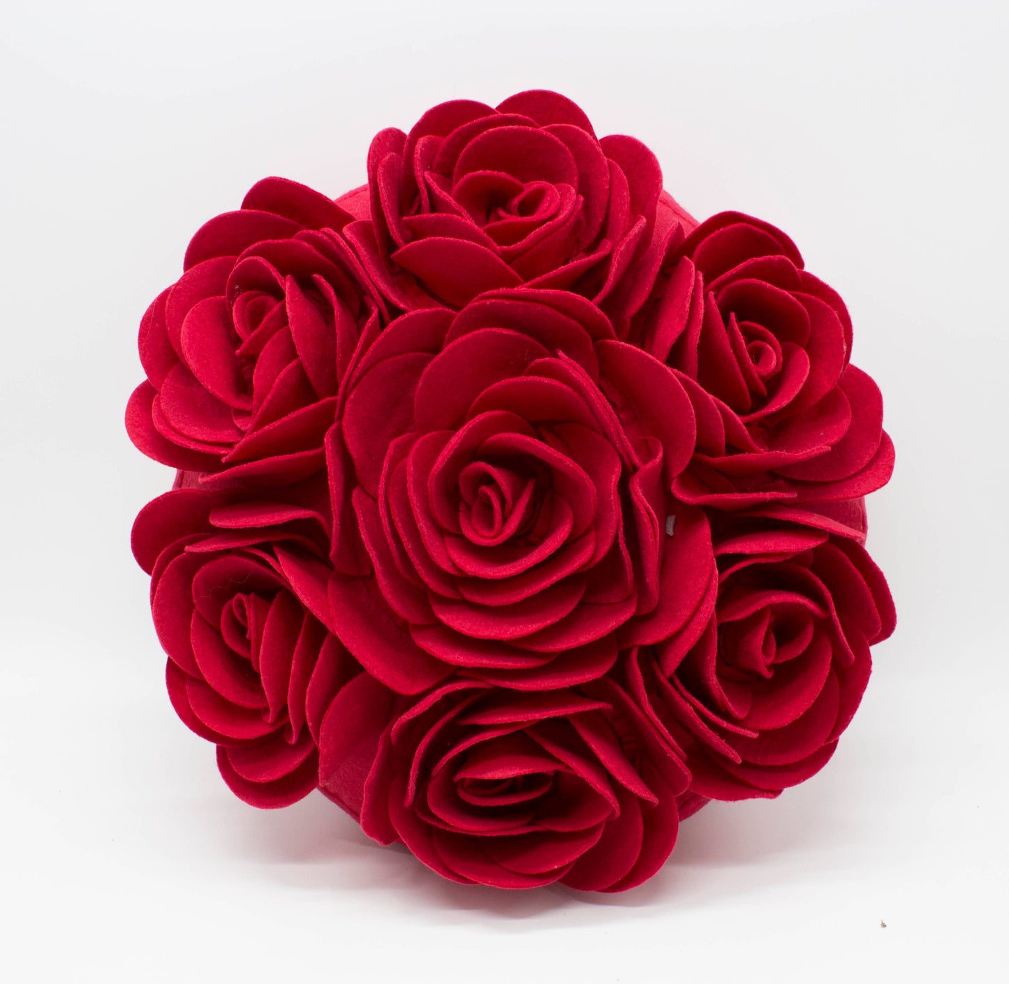 Red 3D Petals Rose Throw Pillow - 15" Round