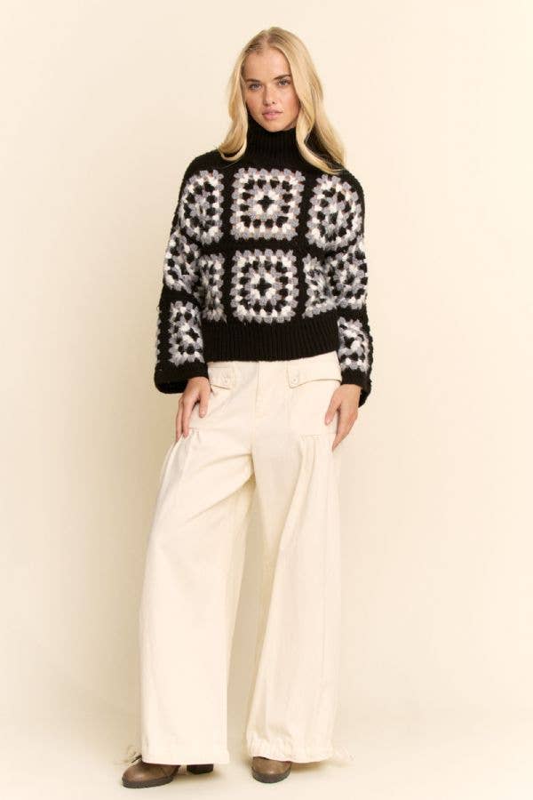Crochet Turtleneck Sweater