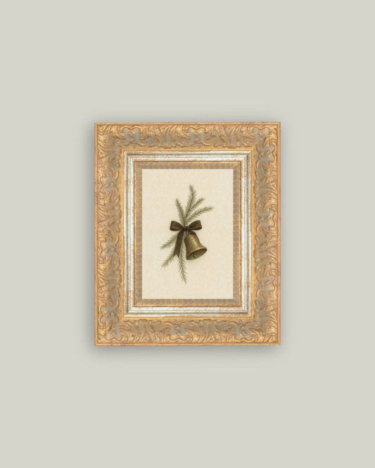 Bell with Pine Framed Antique Art