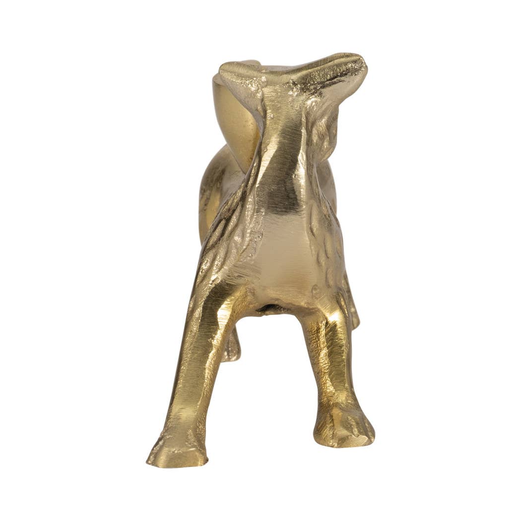 Candle Holder - Gold Metal Modern Sleek Fox Taper, 8 in.