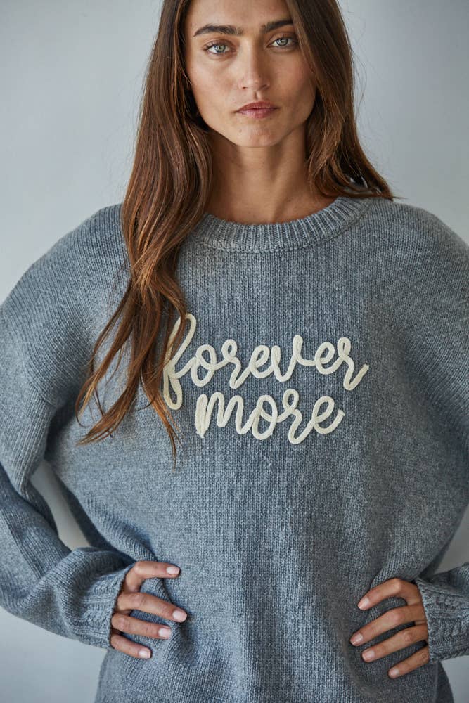 Knit Sweater "Forevermore" Hand-Embroidered Letters