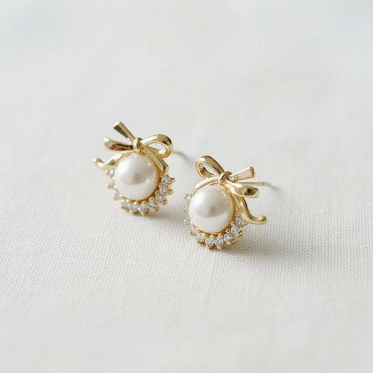 Chic Pearl Bow Drop Earrings