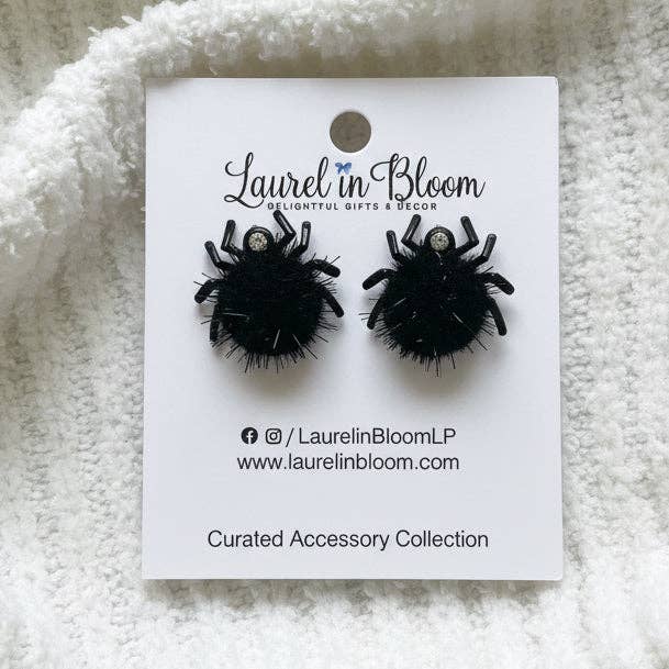 Spooky Pom Spider Earrings