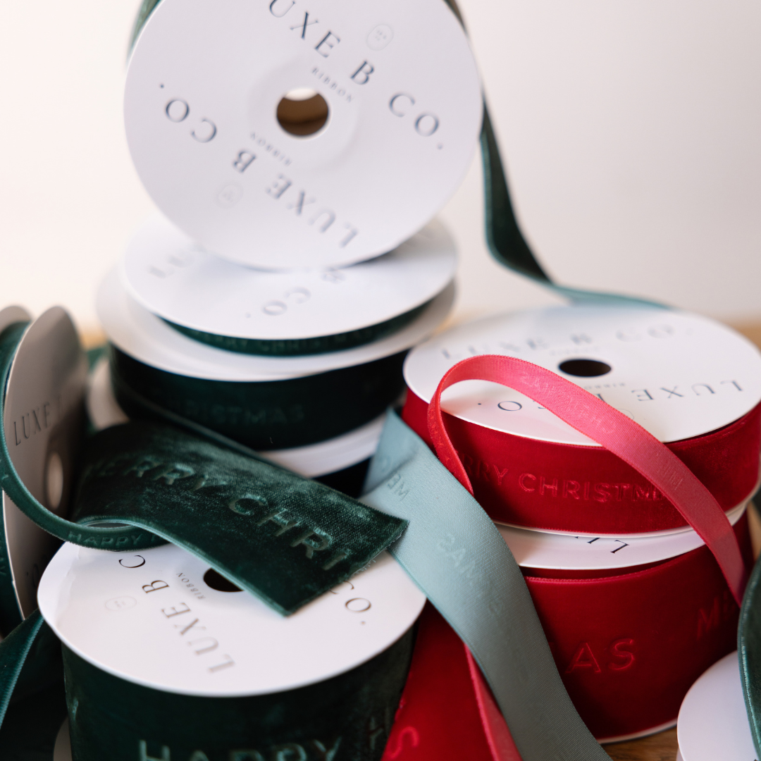 Happy Holiday Ribbon Velvet Green