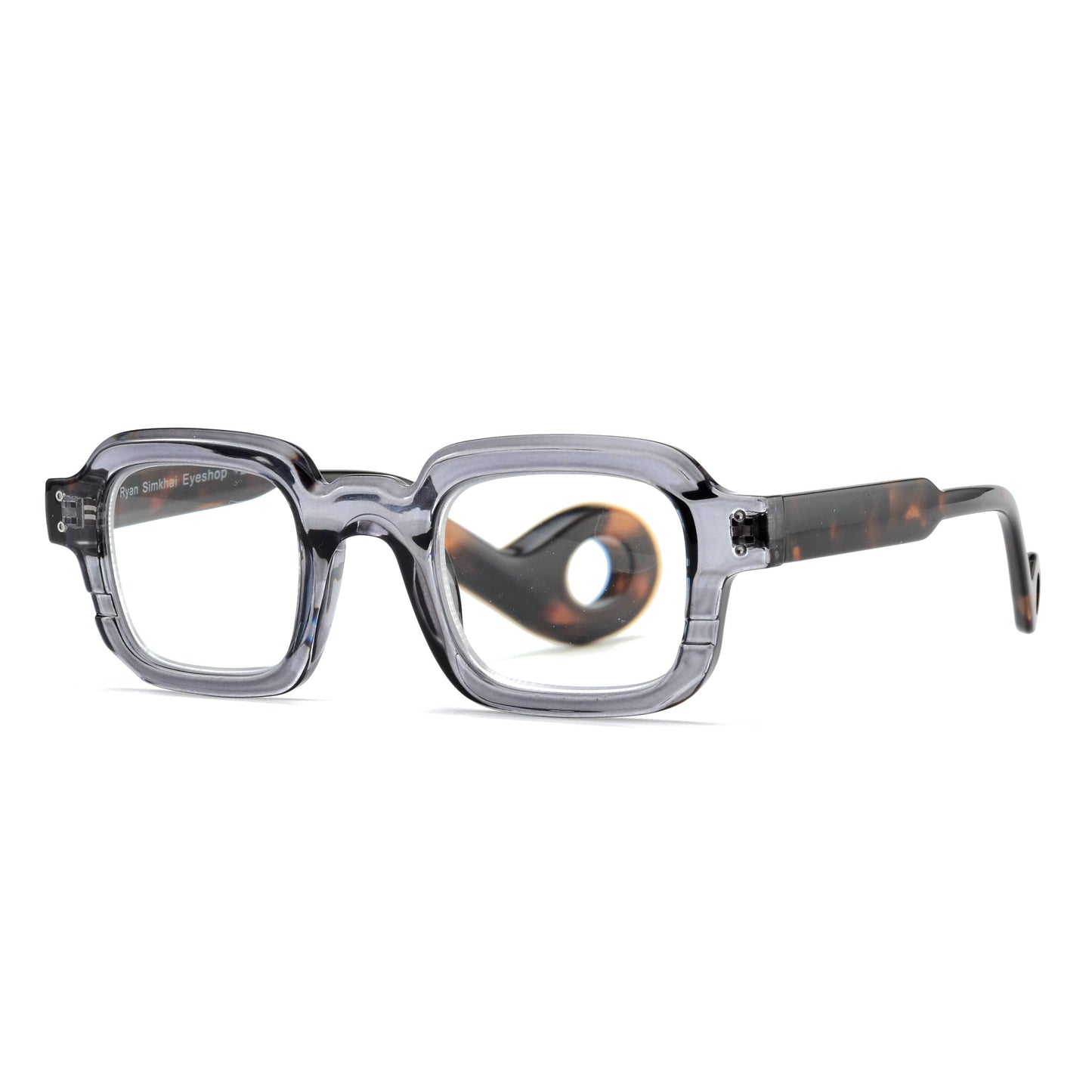 CAIN | Transparent Grey | Tortoise Temples | Blue Light