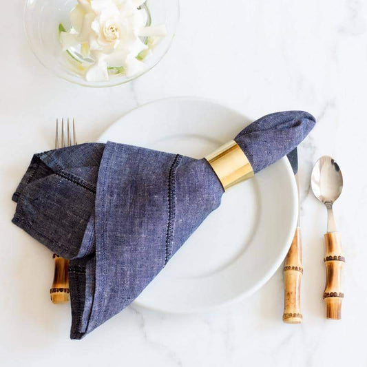 Linen Stitch Napkins Chambray Denim, Set of 4