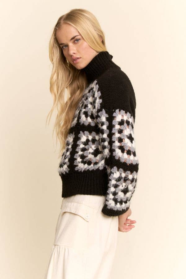 Crochet Turtleneck Sweater