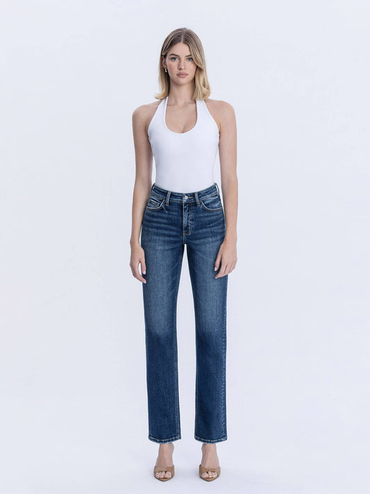 DARK WASH STRAIGHT JEANS