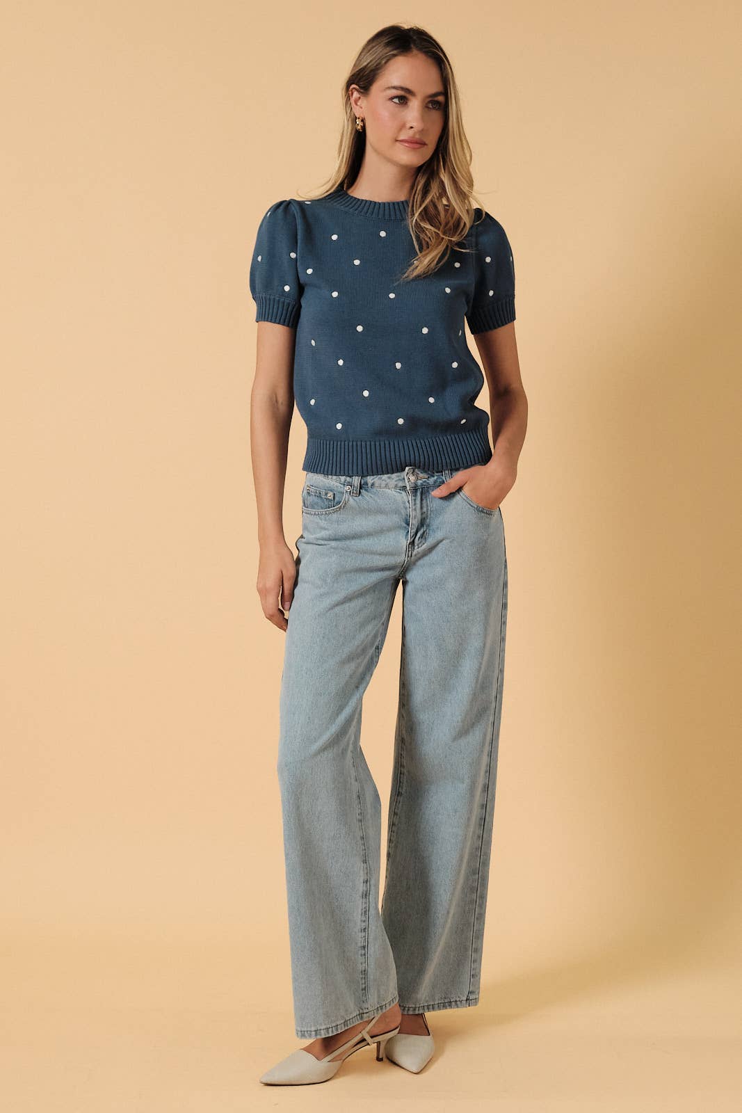 Polka Dot Embroidered Sweater