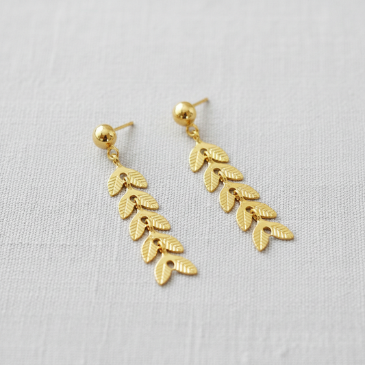 Vintage Inspired Golden Wheat Tassel Earrings
