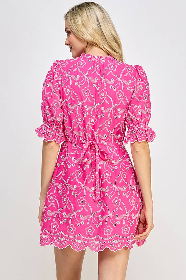 Eyelet Back Tie Mini Dress