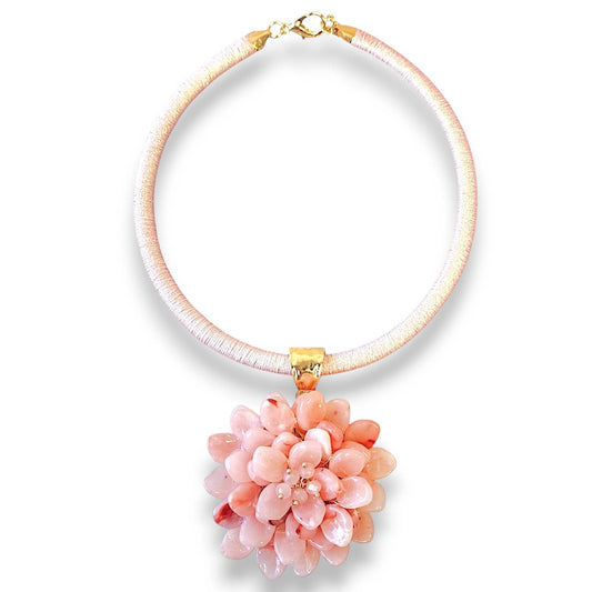 Pink Flower Collar Necklace | Coastal Statement Jewelry
