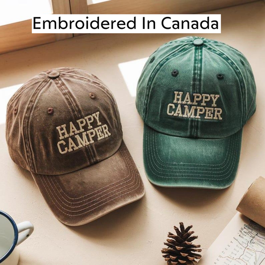 Pigment Dyed Cap Happy Camper” Embroidered Hat Outdoor Style