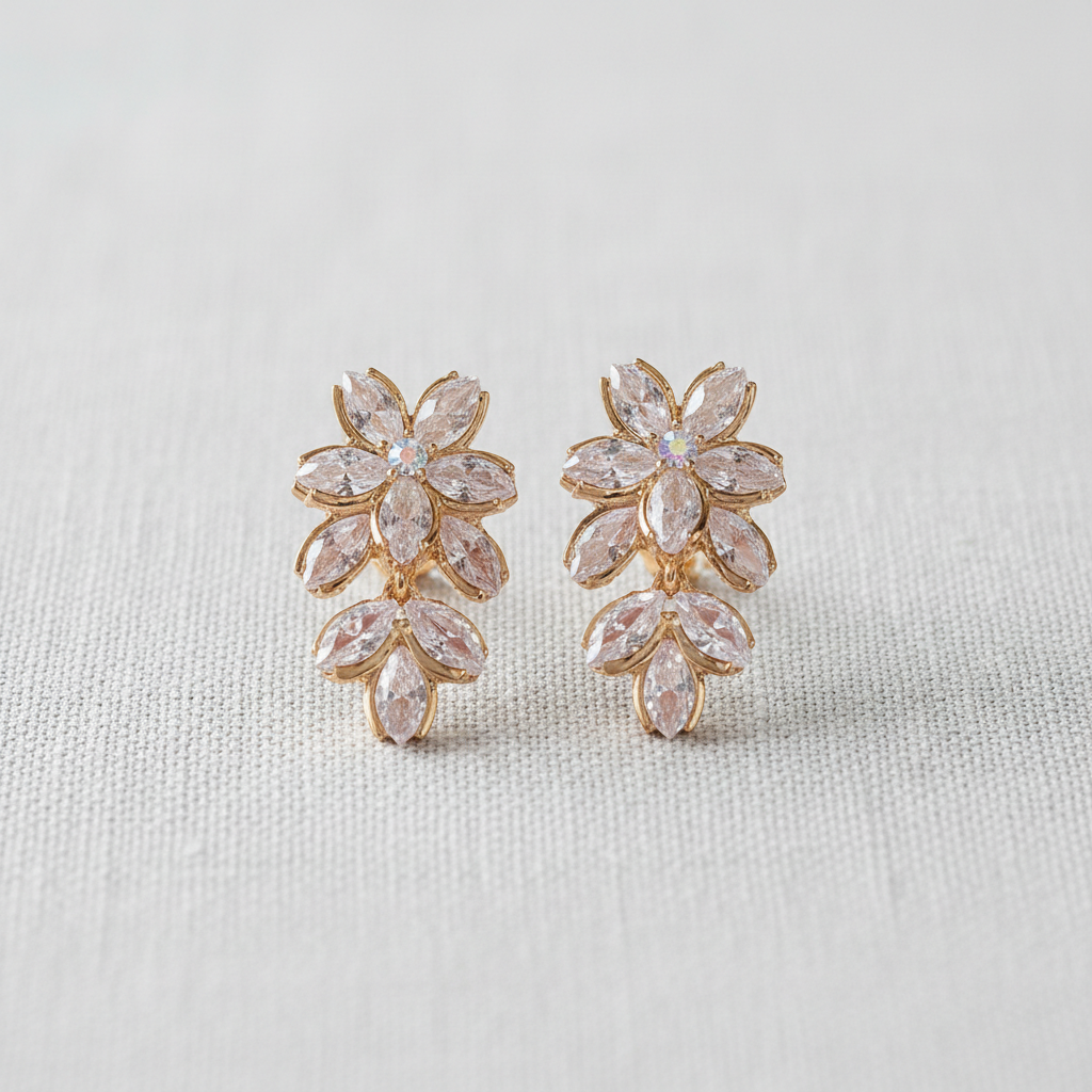 Zircon Flower Drop Earrings