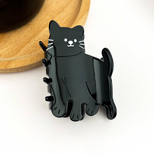 Black Standing Cat Hair Claw Clip