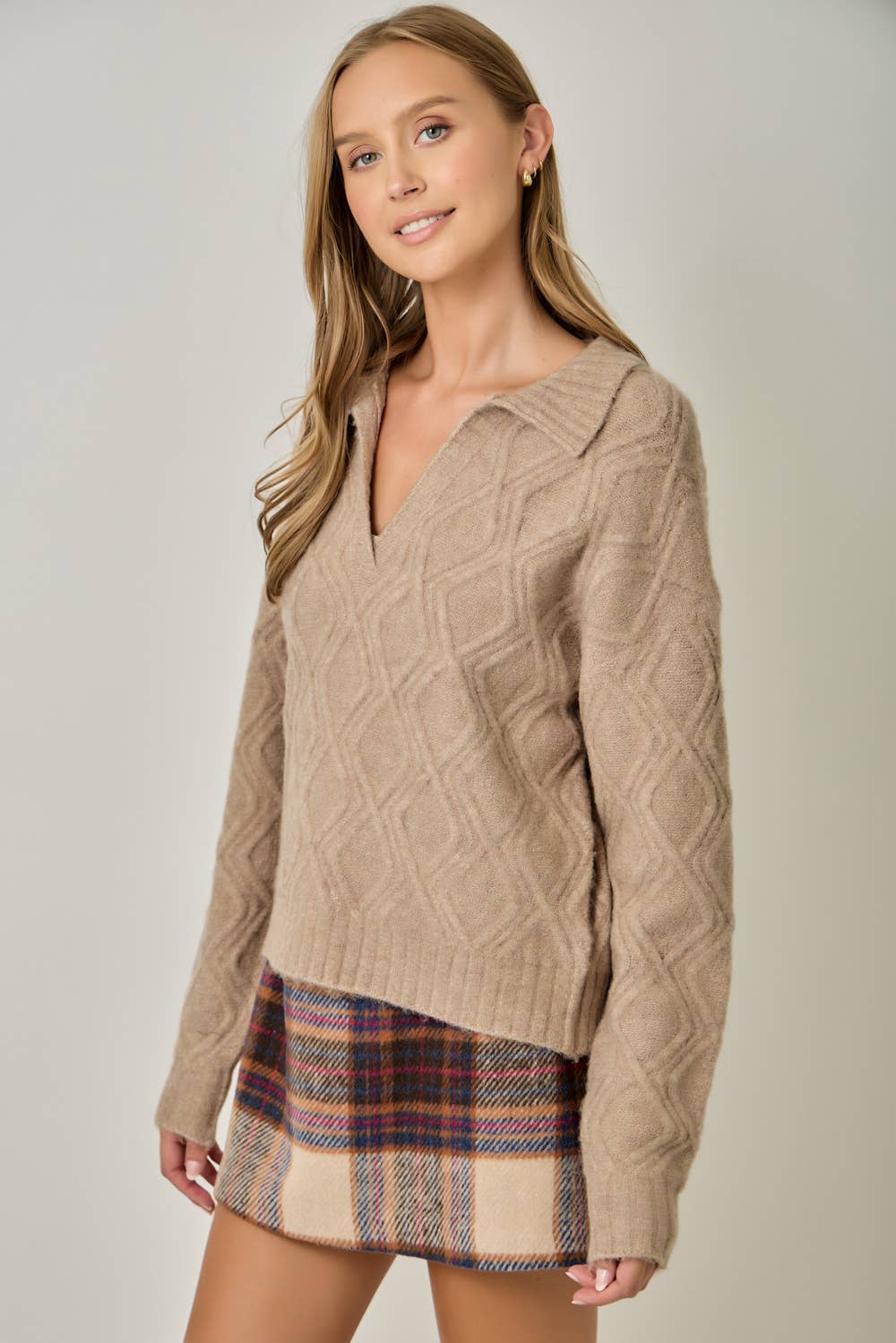 Diamond Textured Mohair Pullover