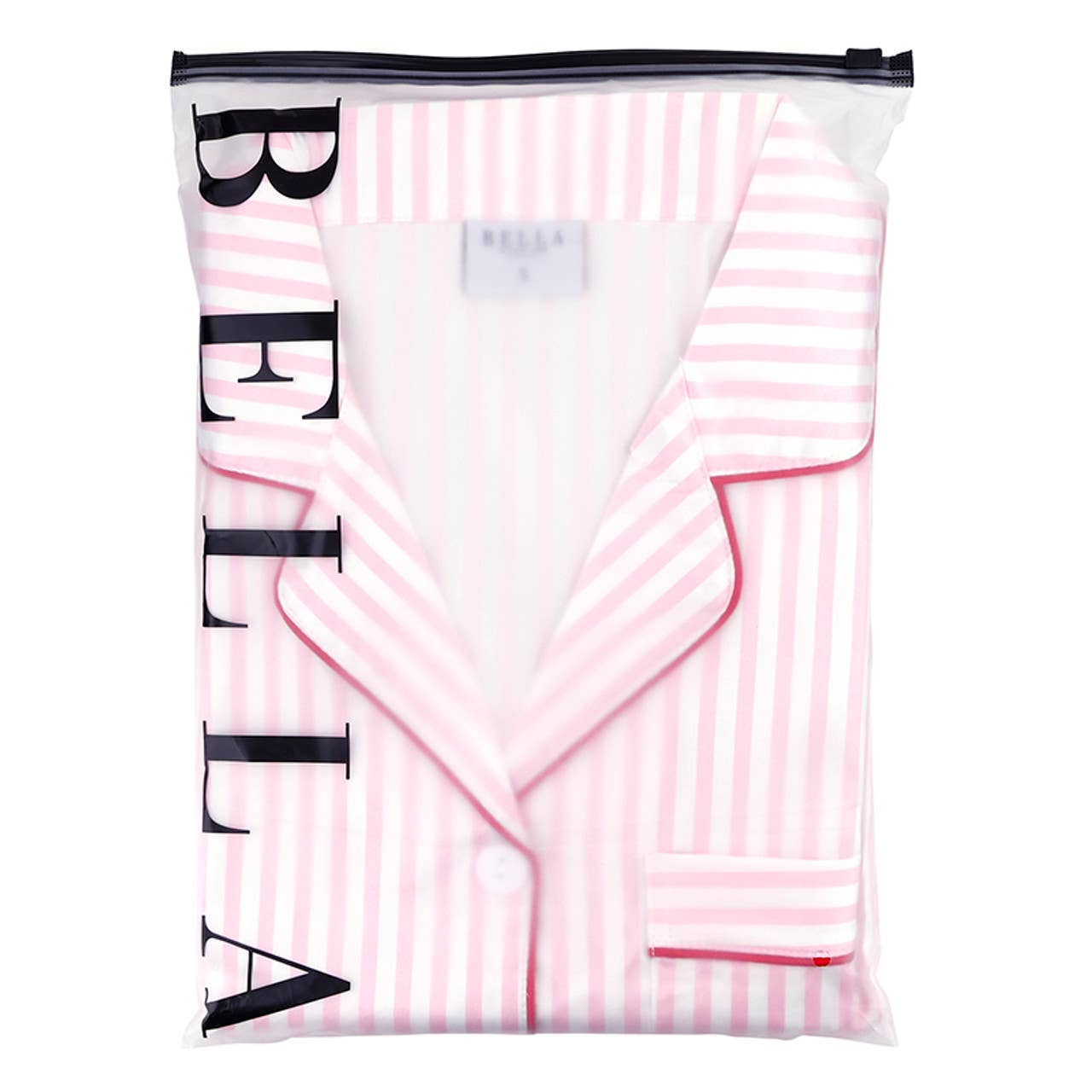 Ruffle PJ Set With Velvet Tie - Pink Stripe