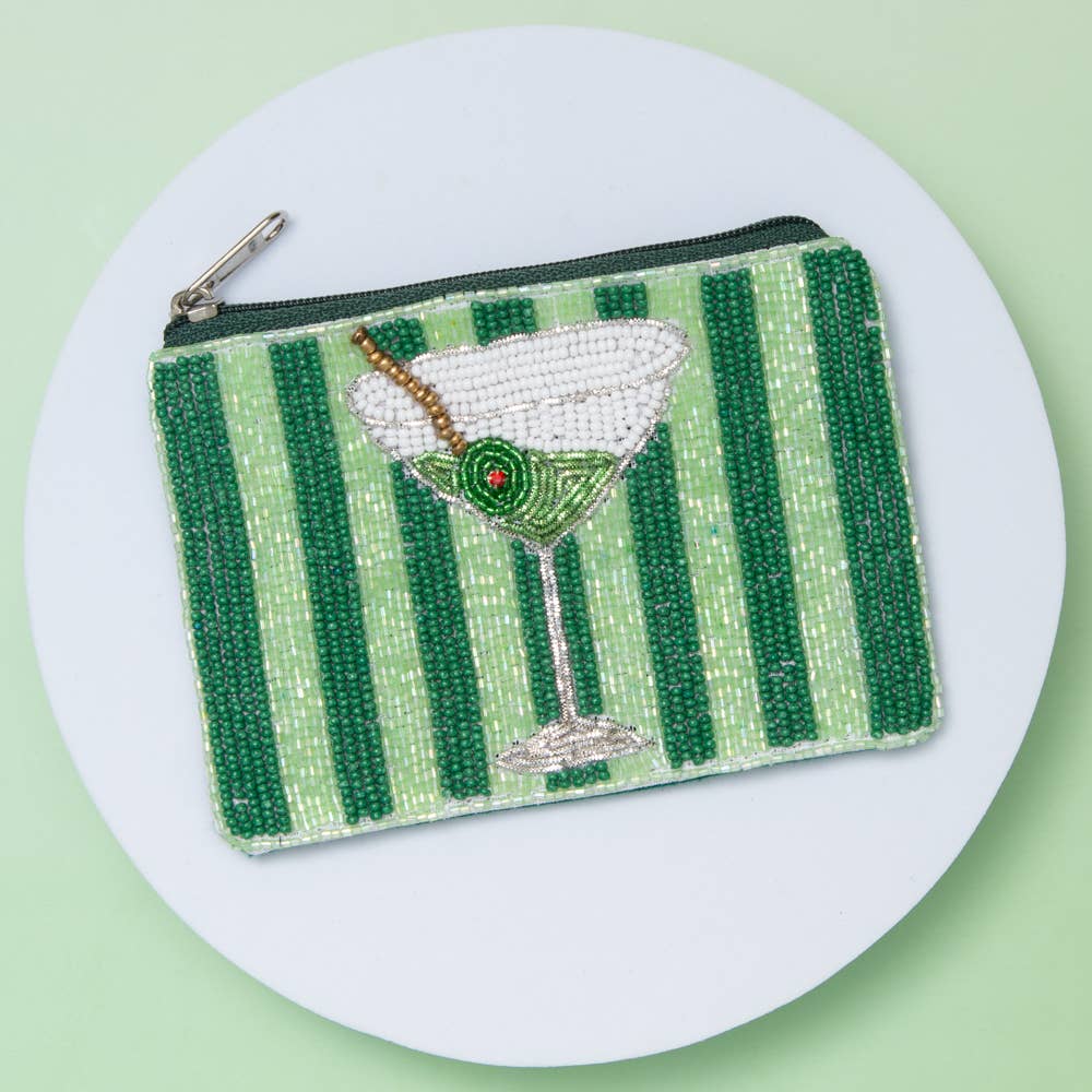 Margarita with Stripe Pattern Seed Beaded Coin Bag