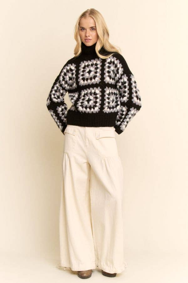 Crochet Turtleneck Sweater