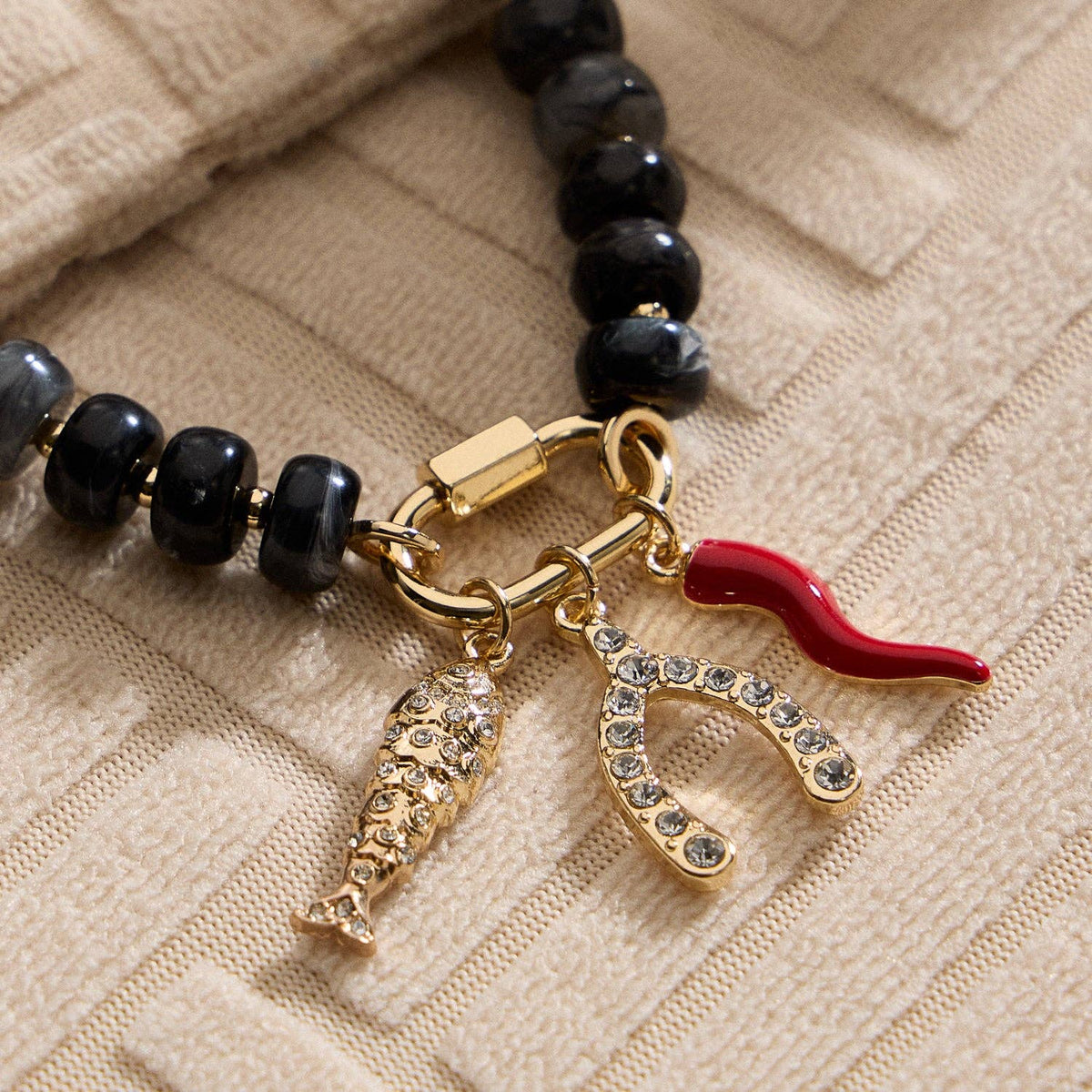 Layered Glass Bead Necklace | Trio of Charms