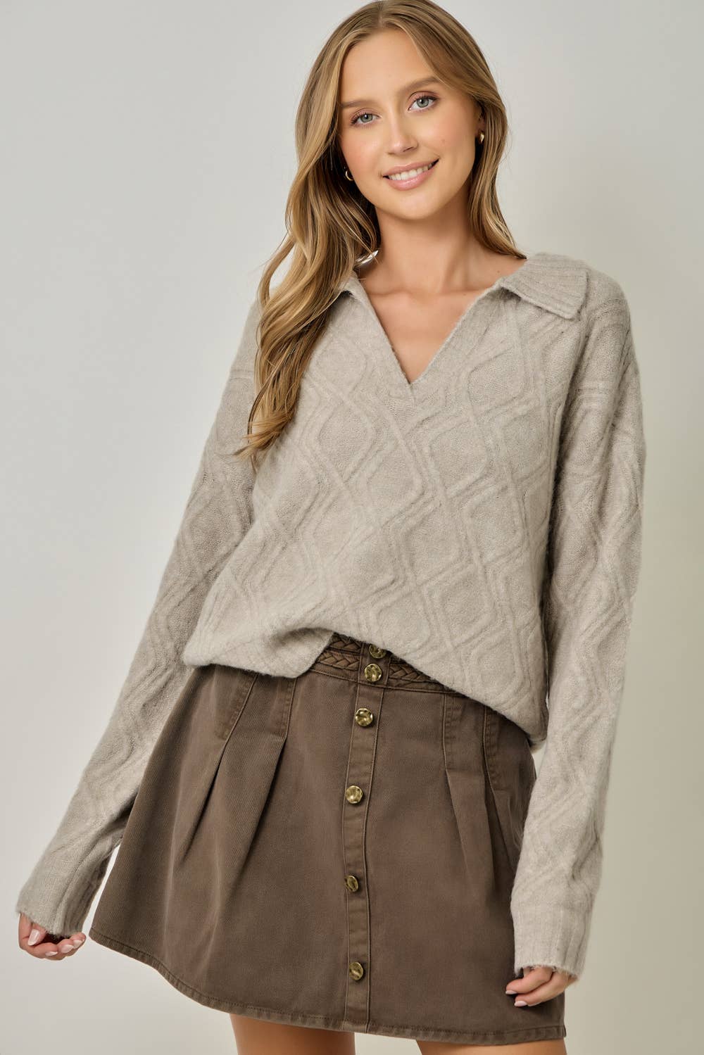 Diamond Textured Mohair Pullover